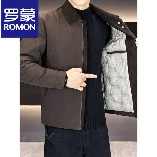 ROMON Мужская короткая пуховая куртка с лацканами, новинка 2025 года, зимняя деловая повседневная легкая теплая зимняя куртка мужская оливково-зеленого цвета M 170/