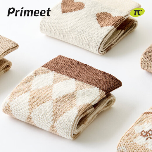 Pami socks women's spring and autumn bow mid-calf socks retro rhombus cotton socks miu autumn and winter brown stockings retro pattern-unparalleled one size fits all (suitable for sizes 36-39)