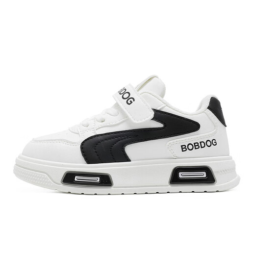 BOBDOG children's shoes 2026 spring new style boys' low-cut sneakers for primary school students casual white shoes children's sports shoes for women milky white/black 27 suitable for feet 16.2CM