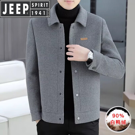 JEEP SPIRIT吉普高端品牌夹克男士外套2025年春秋冬季新款含羊毛呢子大衣短款 黑色802 常规 XL 180 （适合130斤-145斤穿）