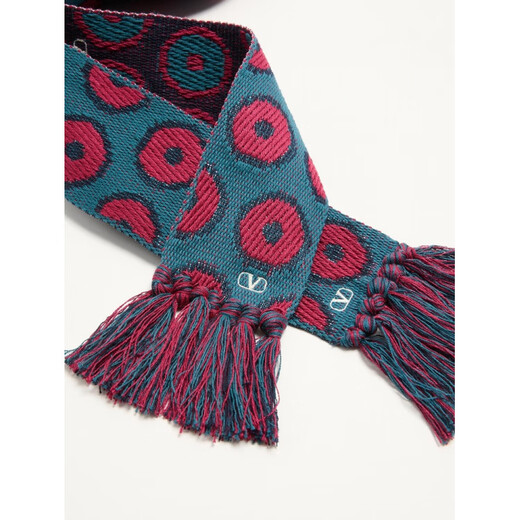 Valentino (Valentino) gift Valentino VALENTINO men ANTIBES fringed scarf red_blue