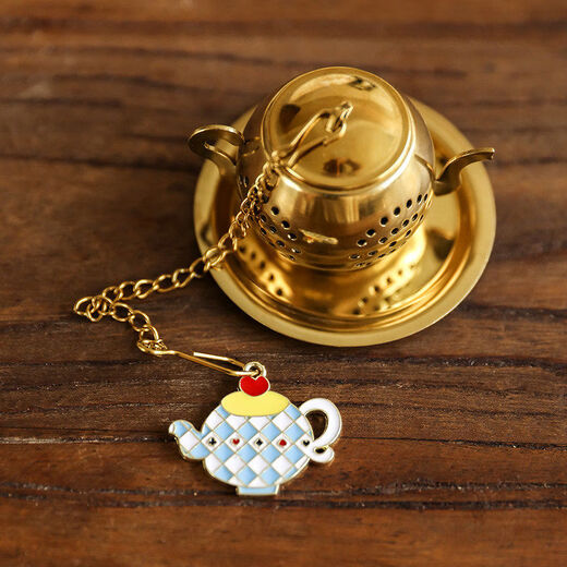 Weishi Creative Kettle Tea Leak Household 304 Stainless Steel Filter Household Scented Tea Ball with Pendant Tea Boiling Liner Golden Teapot Filter-Kettle Pendant