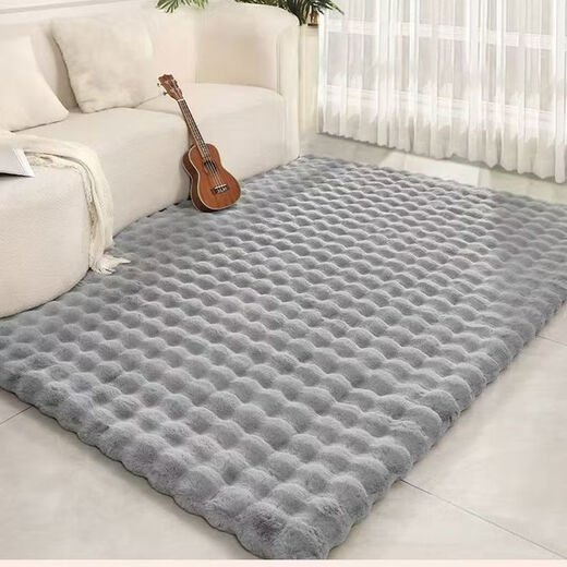 Fantasy Cream Bubble Plush Imitation Rabbit Fur Coffee Table Living Room Solid Color Simple Floor Mat Bedroom Carpet Bay Window Soundproof Bedside Blanket 60x160cm Thickened Encrypted TT Rabbit Fur Sakura Pink