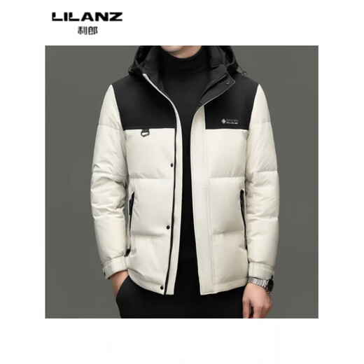 LILANZ Men's Fashion Business Casual Hooded White Duck Down Jacket Middle-aged Winter Warm Jacket Thick Men's Short Black 14XL (190)