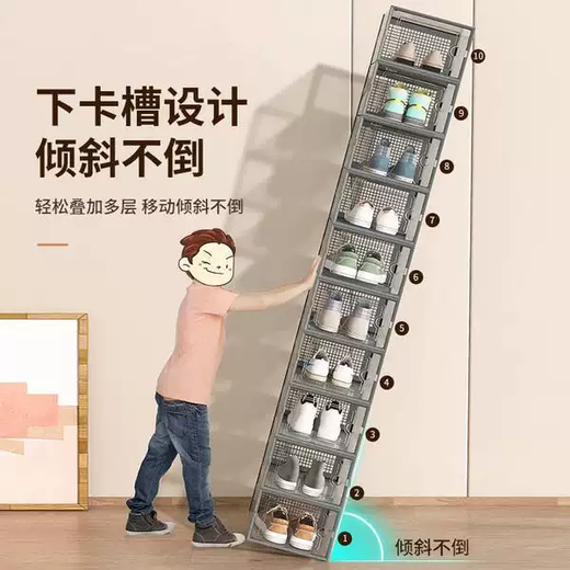 Yusenyi Shoe Box Storage Box Transparent Plastic Shoe Rack Home Door Thick Breathable Shoe Cabinet Space-Saving Shoe Storage Artifact 12 Pack Small Black 12 Pack Small Black 1x1x10,000 km 1 1x1x10,000 km