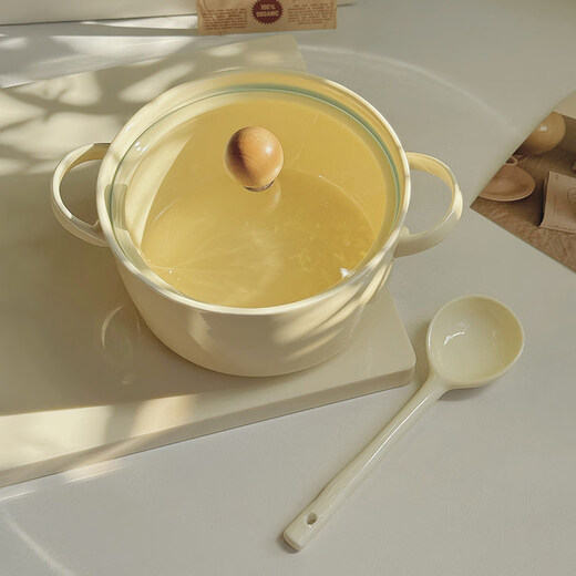 Tuojin imported high-quality milk fufu girly heart student dormitory instant noodle bowl with lid from Germany, high-value ceramic anti-scalding ears, can hold two pieces of noodle cake instant noodle bowl + lid + spoon