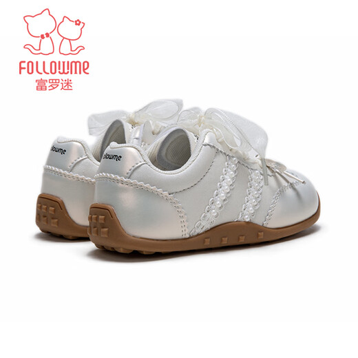 Fuluo Mi Girls' Sports Shoes Spring New Fashion Simple Casual Shoes Children's Soft Sole Versatile Moral Training Shoes Fantasy Silver 28
