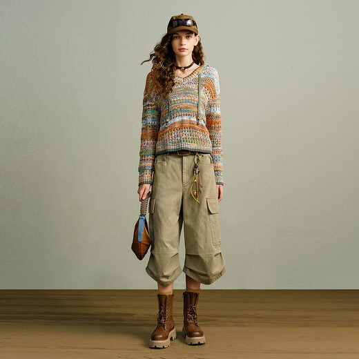 Wancaoyi (wancaoyi) shopping mall same style 2026 spring new wool sweater G35602611 bean green M