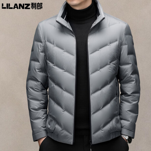 利郎商场同款男士轻薄羽绒服男立领商务休闲保暖鸭绒外套中男装90白鸭 浅灰色 XL 180 建议体重135-150斤
