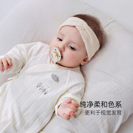Babylove newborn one-piece spring and autumn newborn baby pure cotton lace-up romper jacquard breathable monk suit