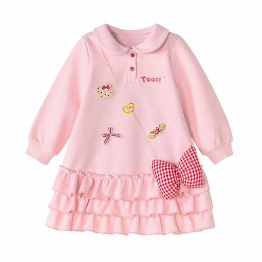 DEESHA Children's Clothing Girls Skirt 2026 Spring and Autumn Style Girls Baby Toddlers Sweet Doll Collar Long Sleeve Dress