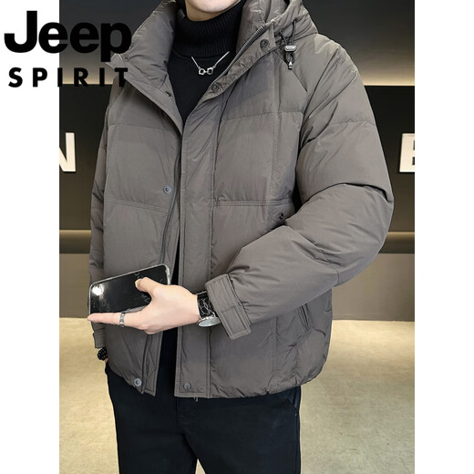 JEEP International Brand Hooded Men's Down Jacket Winter 2025 New Thickened Short Coldproof Casual Jacket Black L 120-135Jin Jin equals 0.5kg