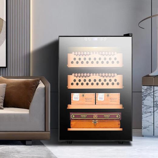 CIGARLOONG cigar cabinet temperature controlled moisturizing activated carbon ammonia removal independent dual-core refrigeration beech wood cedar wood shelf alcohol nourishing household small energy-saving silent electronic cigar humidifier 50C 50C full cigar model temperature controlled moisturizing 50L cigar cabinet
