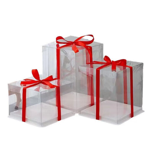 Fantasy transparent birthday cake box four 4 inches 68101214 inches single layer double layer packaging box fully transparent foundation 50 sets 12 inches height 34x34x37cm