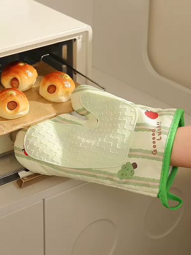Yusenyi Baking Anti-scalding Gloves Microwave Oven Special Silicone Insulating Gloves Thickened Heat Insulation High Temperature Resistance Dachshund (Single Pack for Left Hand)