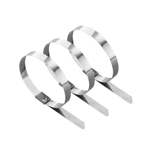 304 stainless steel cable tie self-locking tightener buckle outdoor high temperature resistant binding cable tie strong fixator 4 points 6*800mm 100 pieces