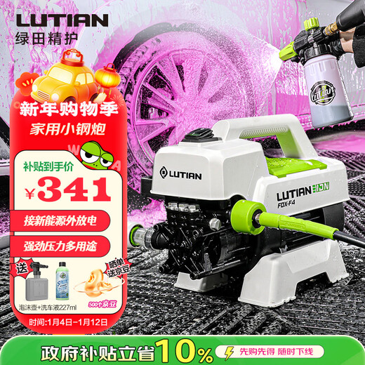 Lutian (LUTIAN) high-pressure car washing machine induction household cleaning machine car washing water gun water pump brushless car washing artifact Silver Fox F4
