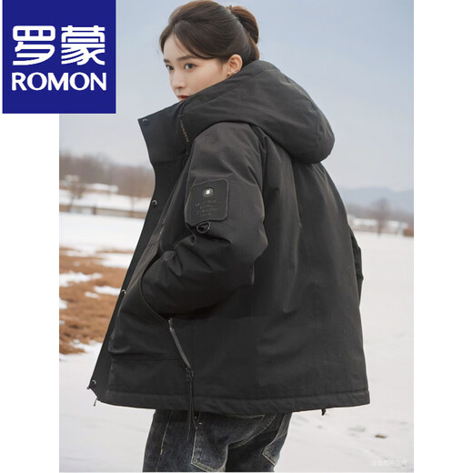 ROMON down jacket men's jacket three-proof fashionable outdoor 2025 winter jacket warm and cold-proof clothing handsome black M 95-120
