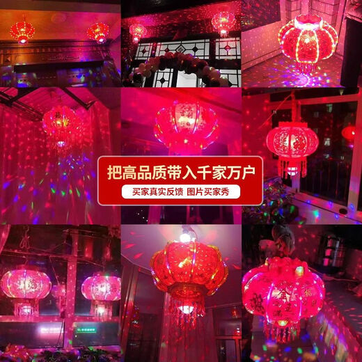Xushansi 2026 new colorful rotating lanterns at the entrance, a pair of LED revolving lanterns for the balcony, Spring Festival and New Year, glowing plug-in, new upgrade, ingot blessing style + blessing character projection + remote control, a pair, platform certification, No. 120, diameter about 59cm, commonly used model
