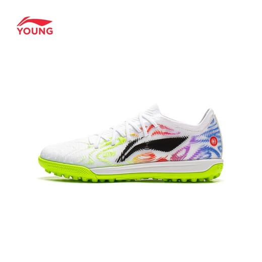 Li Ning children's shoes children's football shoes Fengrui 1 boys' TF broken nails hard court professional game training shoes YKGW022 standard white/black-1 36