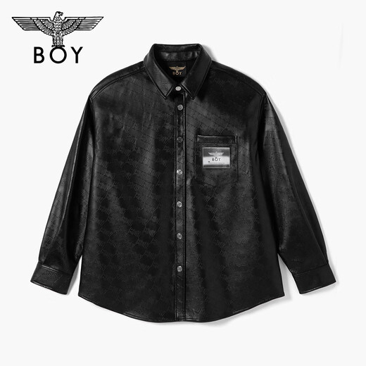 BOY LONDON Xuanwen Mirror Autumn Men and Women Same Style Loose PU Leather Shirt Jacket N44003 Black L