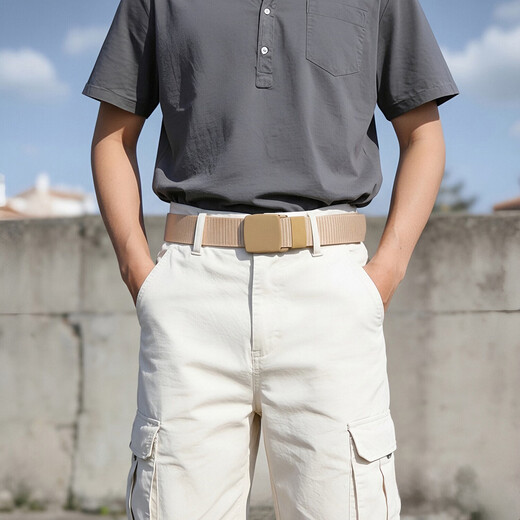 Men's non-magnetic buckle tactical outdoor sports nylon belt student military training canvas decorative belt belt black 125cm can be cut, the maximum can be worn to 200Jin Jin is equal to 0.5kg