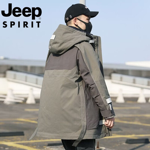 JEEP Jeep International Brand Down Jacket Men's Medium Long 2025 New Youth Winter Thickened Workwear Warm Jacket Black and Gray M 90-120Jin Jin is equal to 0.5 kg