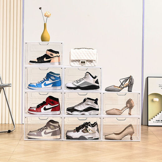 Fantasy magnetic side-opening transparent storage box shoe box shoe wall display shoe rack shoes 2 transparent side-opening shoe boxes 33x27x21cm