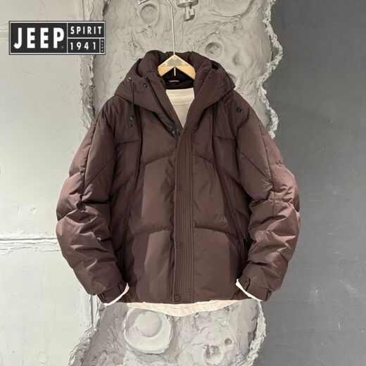 JEEP SPIRIT Зимняя утепленная пуховая куртка Jeep Мужская модная и универсальная простая теплая куртка на утином пуху Холодостойкая куртка с капюшоном фиолетового цвета L Рекомендуемый вес (130 Цзинь Цзинь соответствует 0,5 кг - 145 Цзинь Цзинь соответствует 0,5 кг)