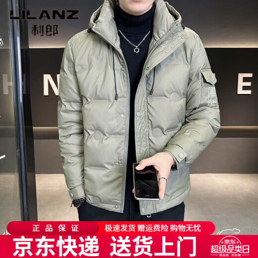 利郎（LILANZ）连帽羽绒服男士冬季新款潮流时尚休闲宽松帅气保暖拼接外套 卡其色 L
