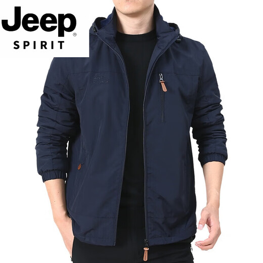 JEEP SPIRIT男装品牌户外夹克男士外套秋冬季2025新款中年男装秋装上衣 9888深蓝 不加绒 薄款 2XL 140-150