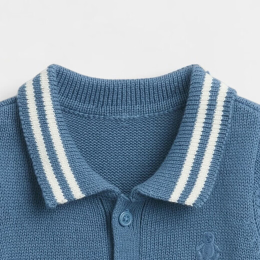 Gap Gap infant and toddler 2026 spring new pure cotton bear POLO short-sleeved jumpsuit children's clothing US version 880369 gray blue 80cm /48 Asian code 9-18 months / US code 12-18 months