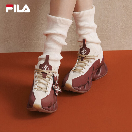 FILA VETTA Women's Shoes Yang Mi's Same Style V-Toe Shoes Dad's Shoes 2026 New Year Fashion Casual Sports Shoes Foam White/Wine Red-WR 36