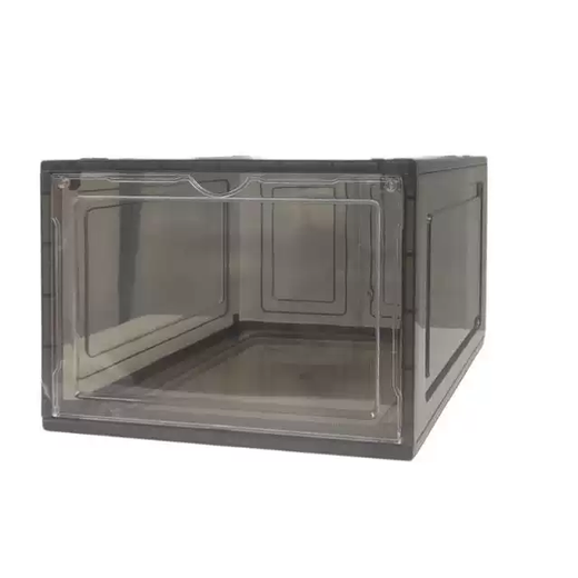 Yusenyi Craft Plastic Shoe Box Flip Cover Combination Shoe Cabinet Home Dormitory Front Side Opening Magnetic Absorption Box Transparent Shoe Box 10 Pack Black Side Opening 33x27.5x21 10 Pack Black Side Opening 33x27.5x21