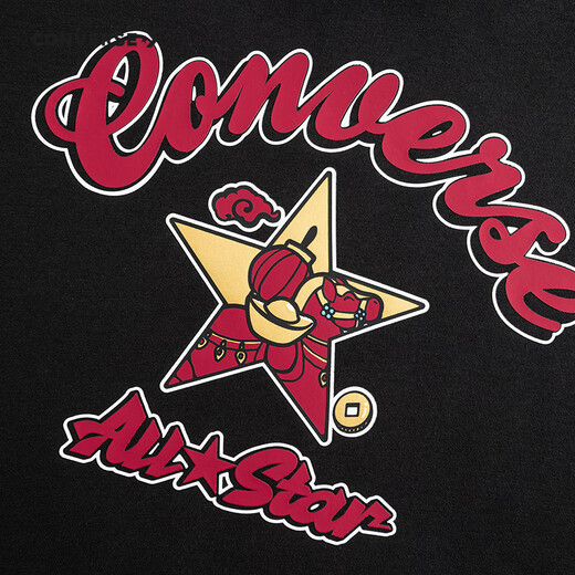 Converse boys' contrasting fake two-piece hooded sweatshirt 2026 spring children's skin-friendly and comfortable fleece sweatshirt