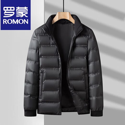 ROMON Dad's New Down Jacket Men's Removable Liner Mid-Length 90 New National Standard White Goose Down Thickened Winter Outer Black M 170/