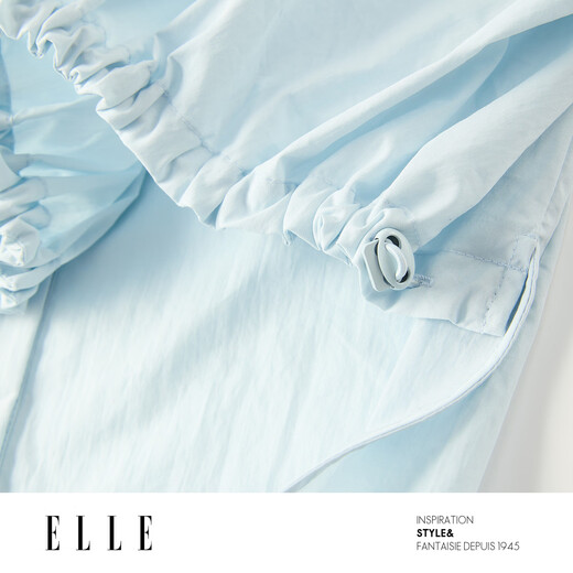 ELLE blue high-end loose long-sleeved shirt for women 2026 spring new lapel commuter style fashionable shirt blue S