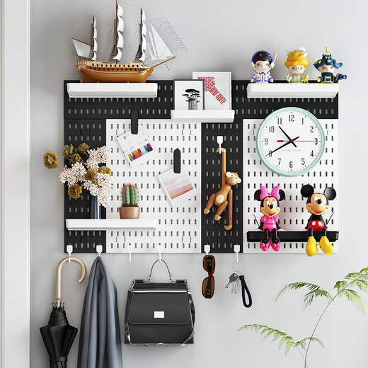 No punching hole board storage rack college student desk organizer wall e-sports book desktop stationery storage kitchen extra large long board 39*60 (black)