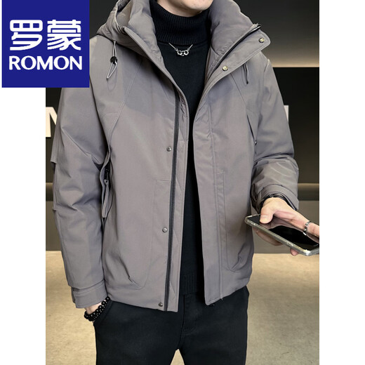ROMON мужской пуховик с капюшоном, зима 2025, новый стиль, уличная утолщенная морозостойкая одежда, теплая мужская куртка кофейно-серого цвета L
