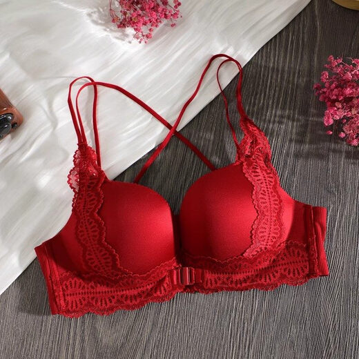 Triumph Zodiac Year Bra Set Women's Red Small Breast Push Up Thickened 2026 Beautiful Back Sexy Front Button Bra Set Retro Red Set 80A 36