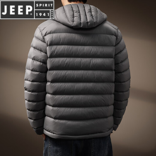 JEEP SPIRIT Американский новый стиль 90 Белый утиный пух Запасные ребра Пуховик Мужская зимняя легкая повседневная теплая куртка с капюшоном Мужская черная S Подходит для 90-110 Джин Джин равен 0,5 кг