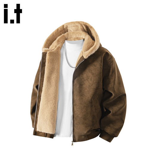 CHOCOOLATE it Mountain Carving Cotton Jacket Men's 2025 Winter Retro Hooded Woolen Warm Loose Jacket Brown Velvet M Recommended 90Jin Jin is equal to 0.5kg -110Jin Jin is equal to 0.5kg