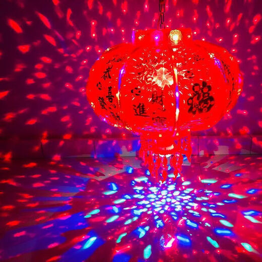 Xushansi 2026 New Year's lantern LED colorful rotating revolving lantern balcony housewarming blessing Chinese New Year gate red lantern bursting moonlight perfect style + magic ball 100# diameter 55 cm recommended large balcony / bay window 2