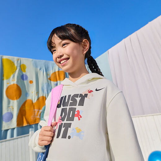 Nike Year of the Horse limited run-off series New Year's children's velvet hooded sweatshirt spring for boys and girls NIKE IQ3932 133 sail white 160 XL