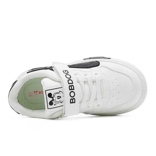 BOBDOG children's shoes 2026 spring new style boys' low-cut sneakers for primary school students casual white shoes children's sports shoes for women milky white/black 27 suitable for feet 16.2CM