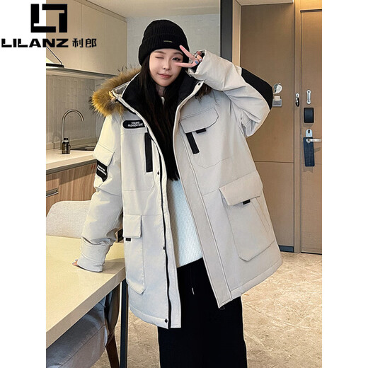 LILANZ 2025 новый пуховик для мужчин и женщин, зимняя утолщенная куртка средней длины для преодоления повседневной парной рабочей одежды, куртка для экстремальных холодов, черная мужская куртка S, рекомендуется 90-105 Джин Джин равен 0,5 кг