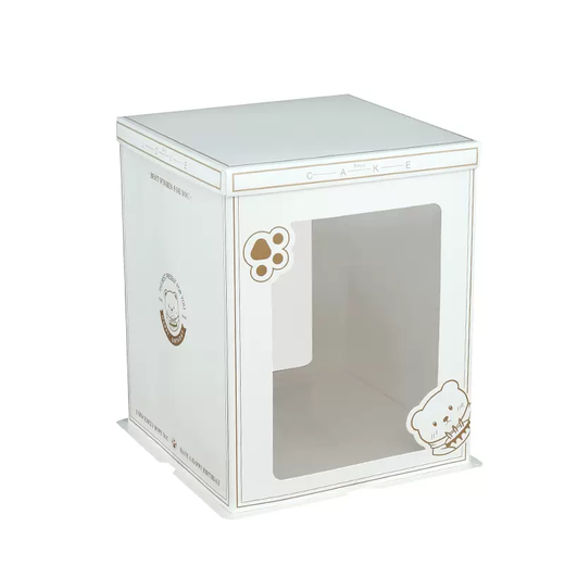 Yusenyi translucent birthday cake box 6 inches, 8 inches, 10 inches, single and double layers, heightened side-opening window square baking bag, translucent blue-blue gold edge bottom (5 sets), 12 inches, double layers 34x34x26cm