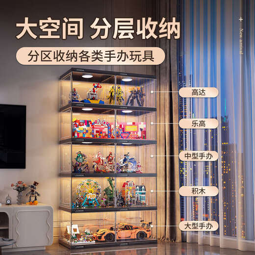 Yusenyi Figure Display Cabinet Suitable for Decoration Doll Models Transparent Storage Display Rack Six-sided Full Hard 4-Layer 80cm+ Black Upgraded Thickening Stable and Durable