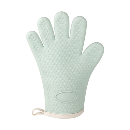 Jidaocook anti-scalding gloves silicone high temperature resistant oven microwave oven special baking thickened insulation household chef steam five-layer thickened silicone mint green two pack