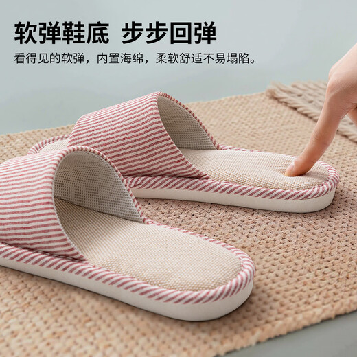 Jialiya Linen Slippers for Men Spring and Autumn Couples Home Indoor Non-Slip Breathable Sweat-Absorbing Silent Cotton and Linen Slippers for Women Four Seasons Coffee 1.0 Basic Style | Cost-effective Recommendation 42-43 Suitable for 41-42